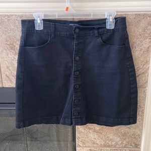 Black button up denim skirt